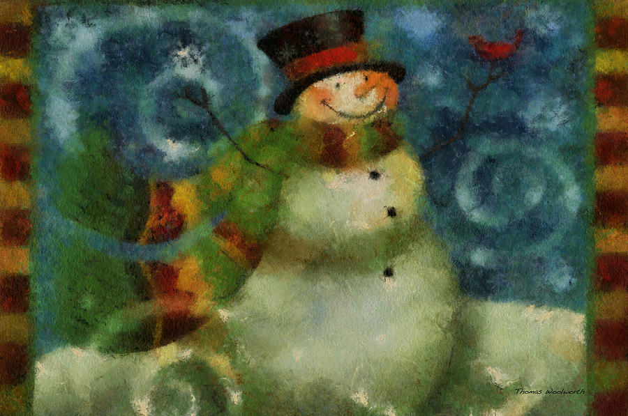 Winter Photograph - Snowman Photo Art 16 by Thomas Woolworth