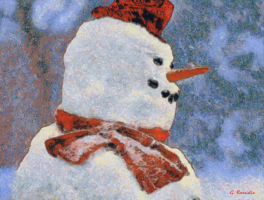 Snowman portrait Painting by George Rossidis
