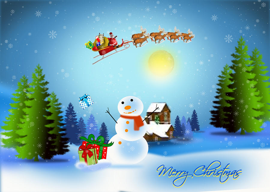 Snowmen receive gifts too  Digital Art by Spikey Mouse Photography