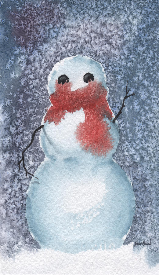 Winter Painting - Snowman by Sean Seal