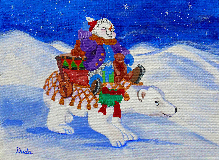 Snowmans Caravan Painting by Susan Duda
