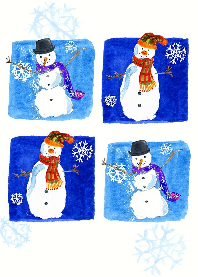 Winter Painting - Snowmen by Anna Platts