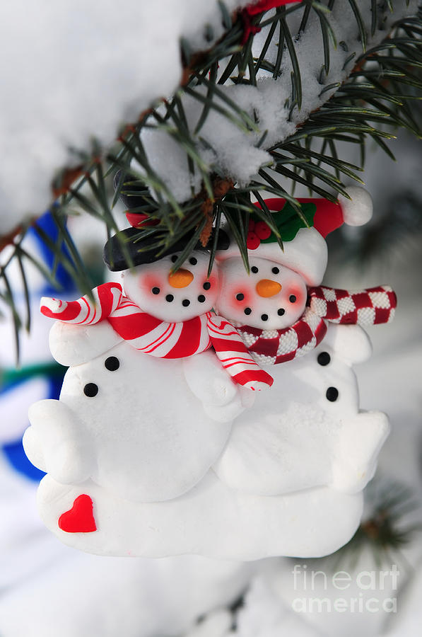 Snowmen Christmas ornament Photograph by Elena Elisseeva
