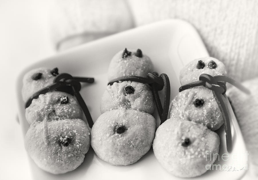 Snowmen cookies Black and White Photograph by Iris Richardson