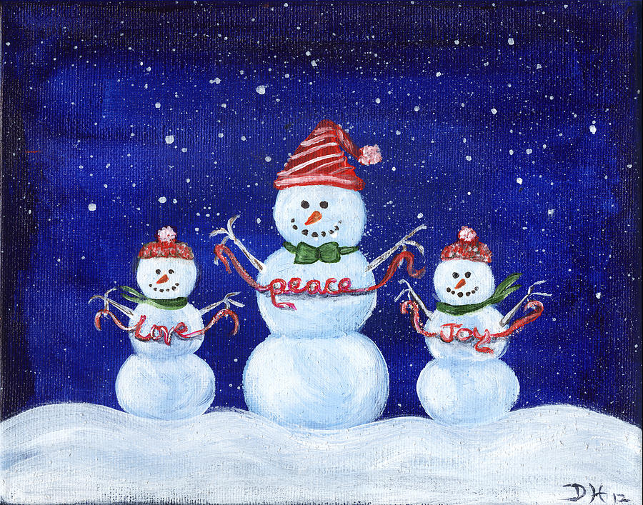 Snowmen Painting by Diana Haronis