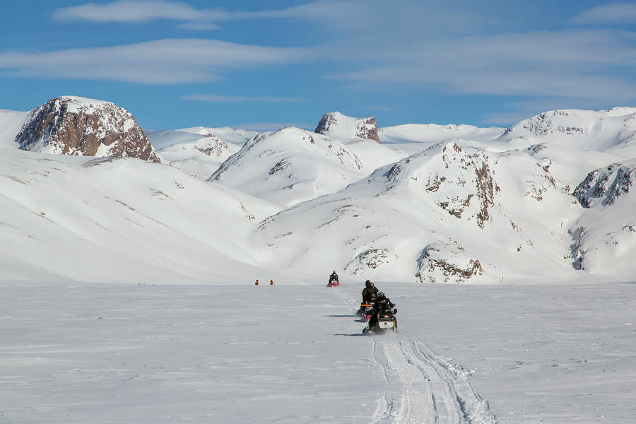 Snowmobile Convoy Transporting Photograph by Johnathan Ampersand Esper Snowmobile Convoy Transporting Photograph by Johnathan Ampersand Esper