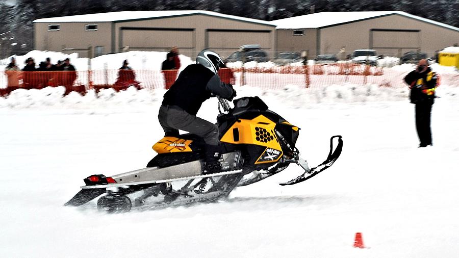 Winter Photograph - Snowmobile Drags by Don Mann