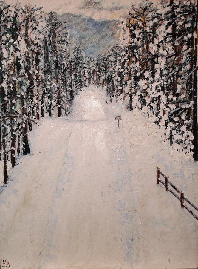 Winter Painting - Snowy 27th by Leslie Byrne