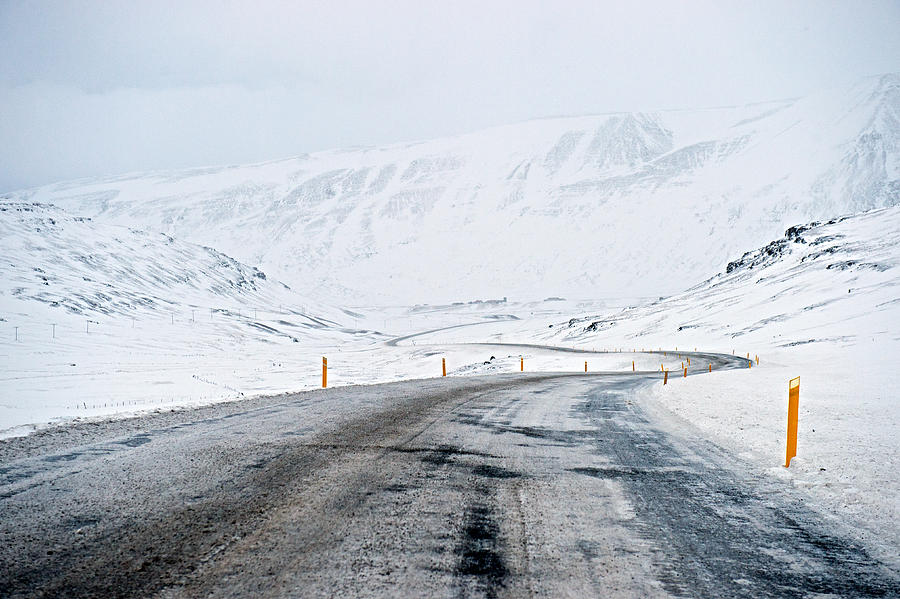 Snowy and Winding road at Budardalur in Snæfellsnes peninsula, Iceland Photograph by Feifei Cui-Paoluzzo
