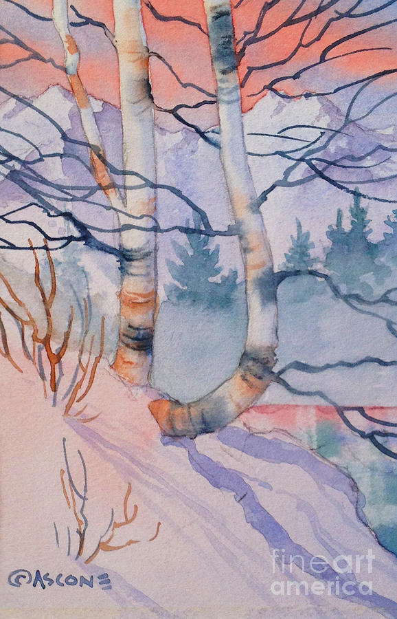 Sunset Painting - Snowy Birch by Teresa Ascone