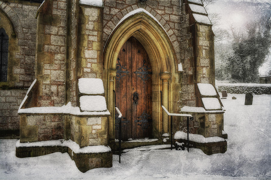 Tree Photograph - Snowy Church Door by Ian Mitchell