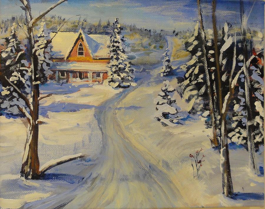 Snowy Country Road Painting by Brent Arlitt