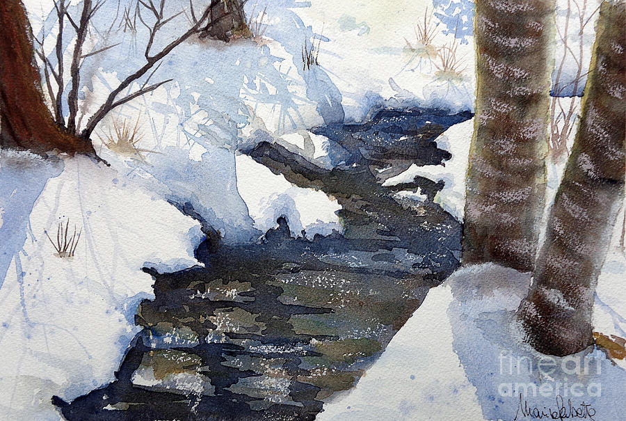 Landscapes Painting - Snowy creek by Marisa Gabetta Landscapes Painting - Snowy creek by Marisa Gabetta