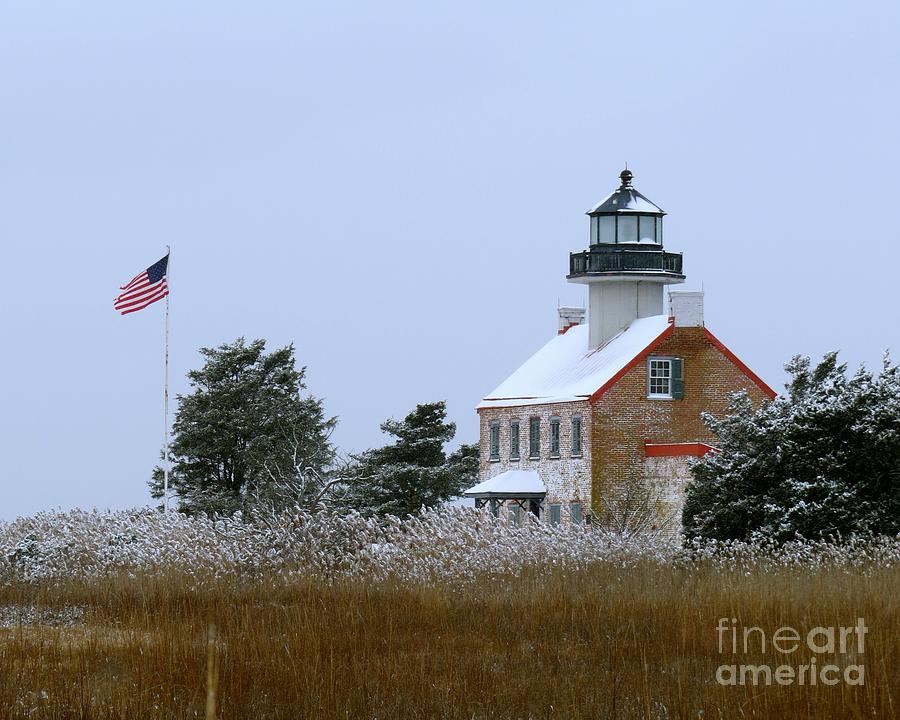 Snowy Day at East Point Lighthouse Photograph by Nancy Patterson