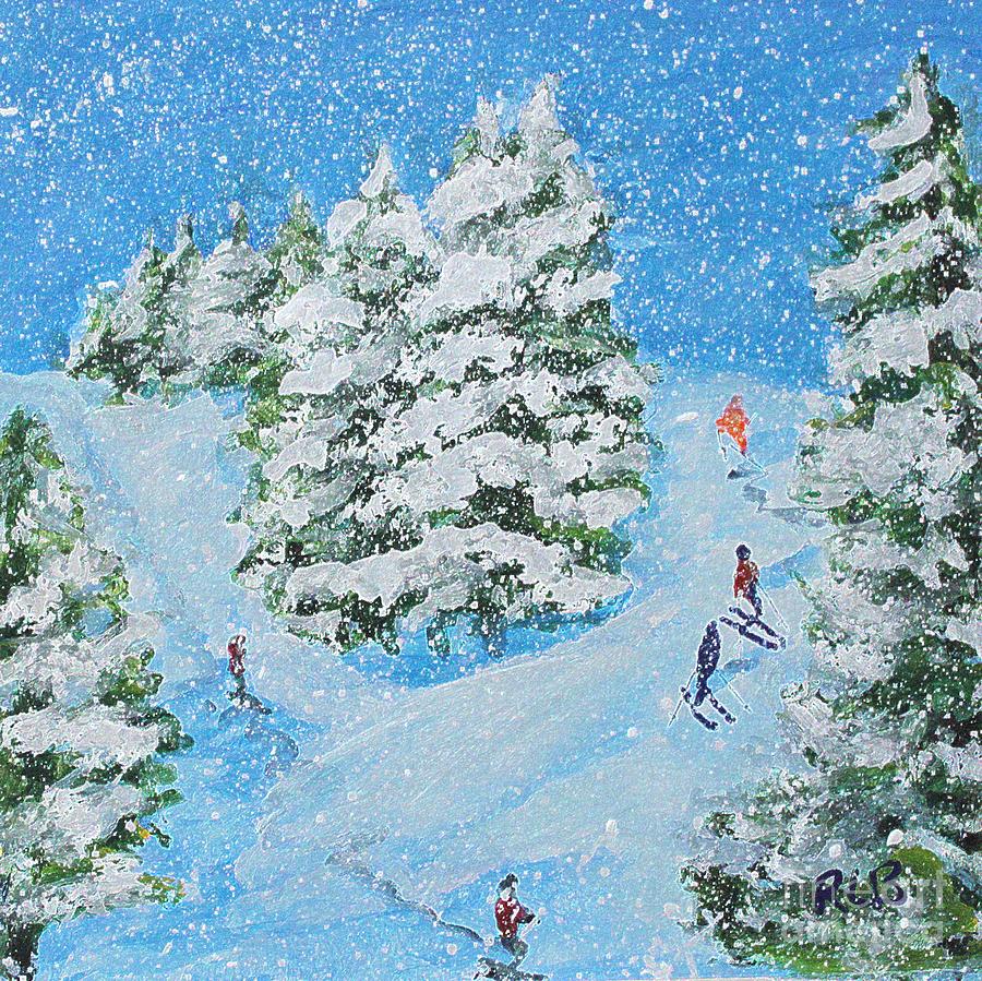 Snowy Day Skiing Painting by Rita Brown