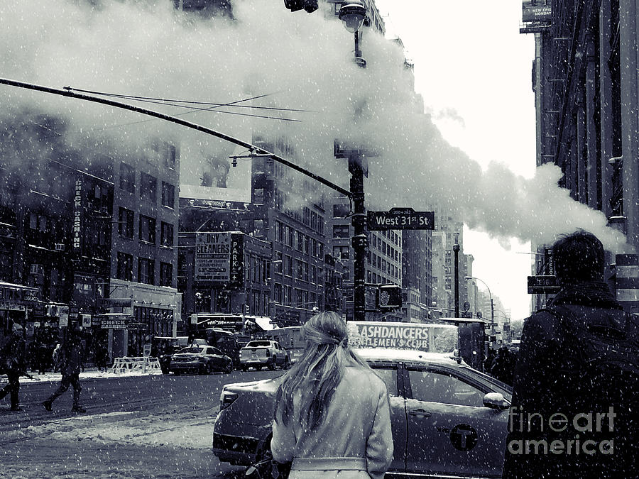 Snowy Day with New York City Steam Photograph by Miriam Danar