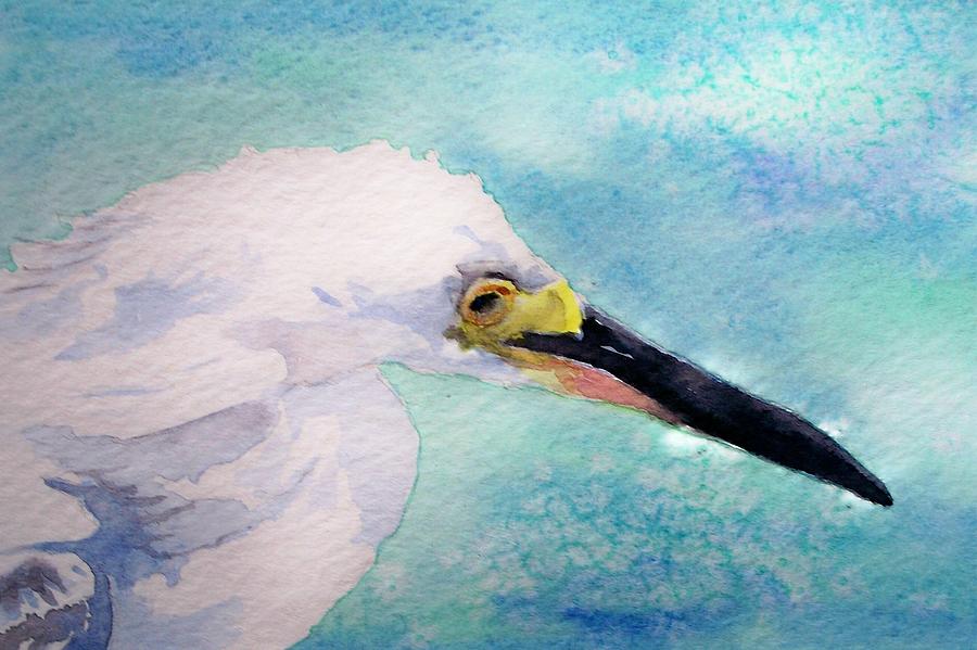 Snowy Egret Painting by Celene Terry