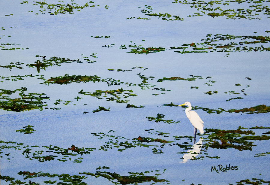 Snowy Egret Painting by Mike Robles