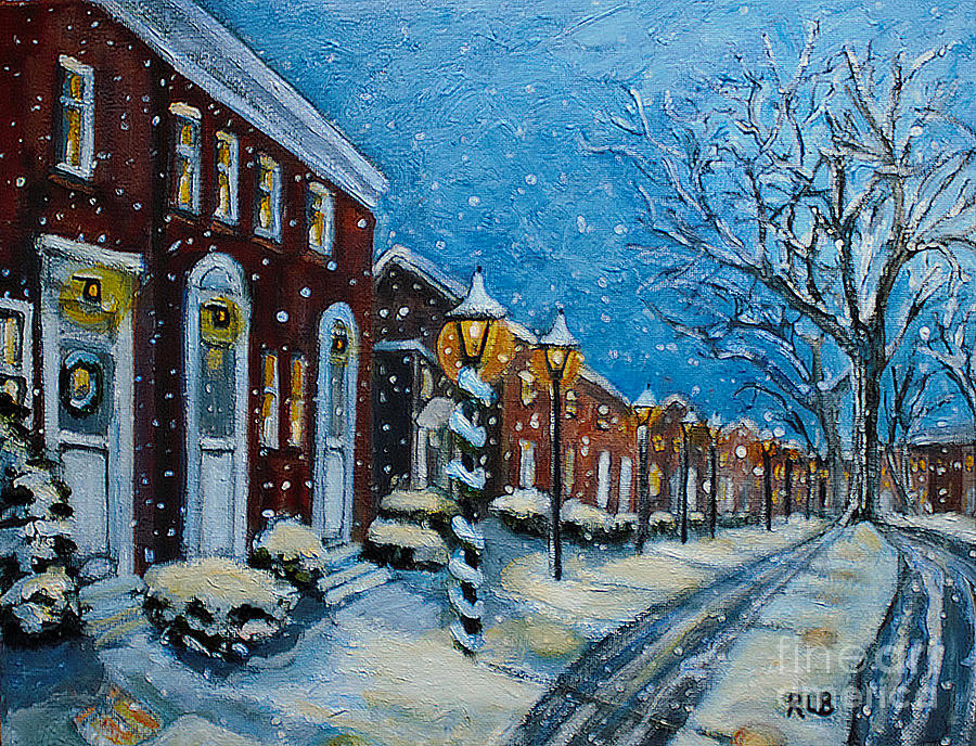 Snowy Evening in Garden Crest Painting by Rita Brown