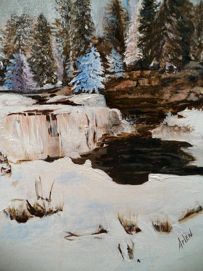 Snowy Falls Painting by Arlen Avernian - Thorensen