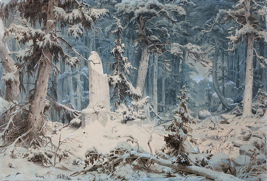 Snowy Forest Painting by Andreas Achenbach