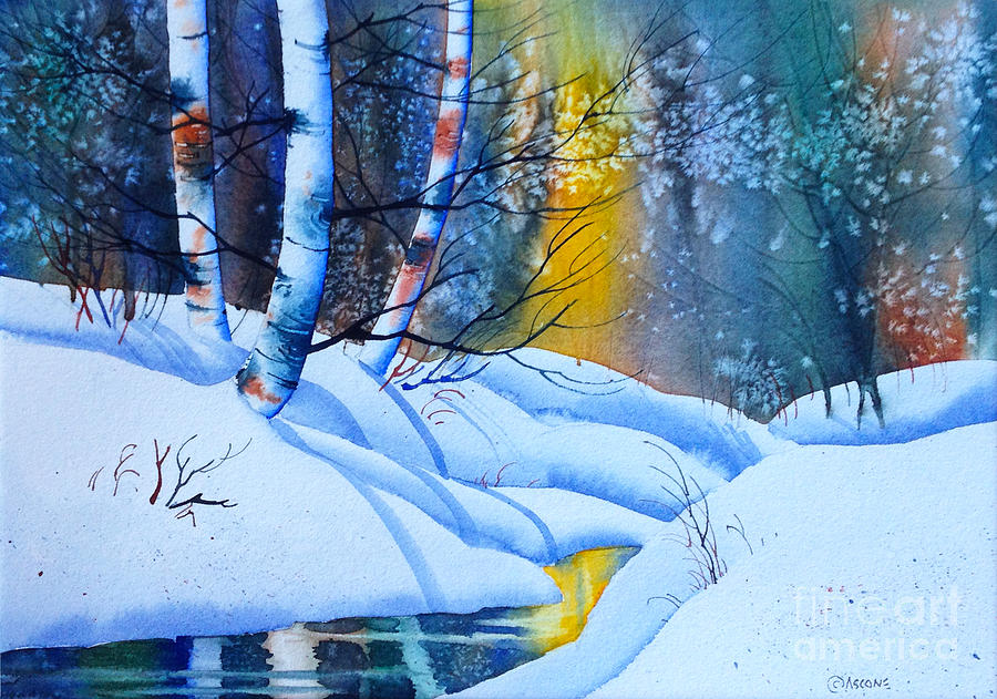 Snowy Forest Painting by Teresa Ascone