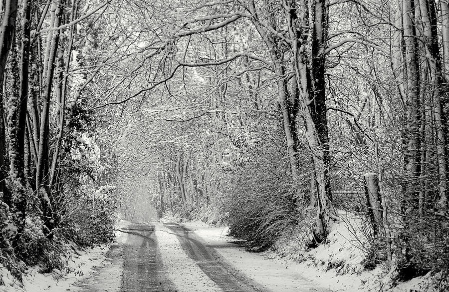 Winter Photograph - Snowy lane by Pete Hemington