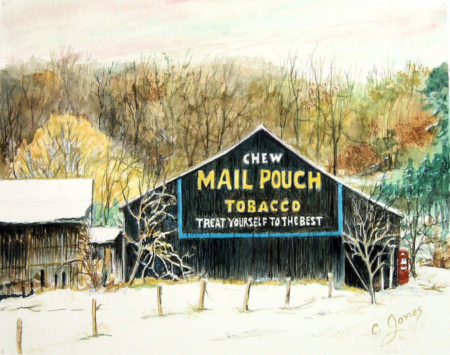 Winter Painting - Snowy Mail Pouch Barn by C Keith Jones