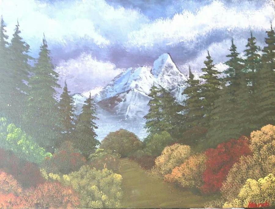 Mountain Painting - Snowy Mountains by Amanda Rardin