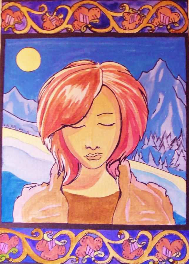 Mountain Painting - Snowy Night by Holly Gibert
