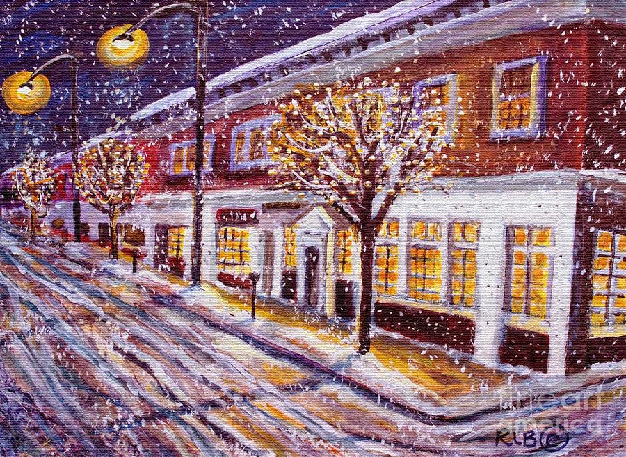 Snowy Night on Mass Ave Painting by Rita Brown
