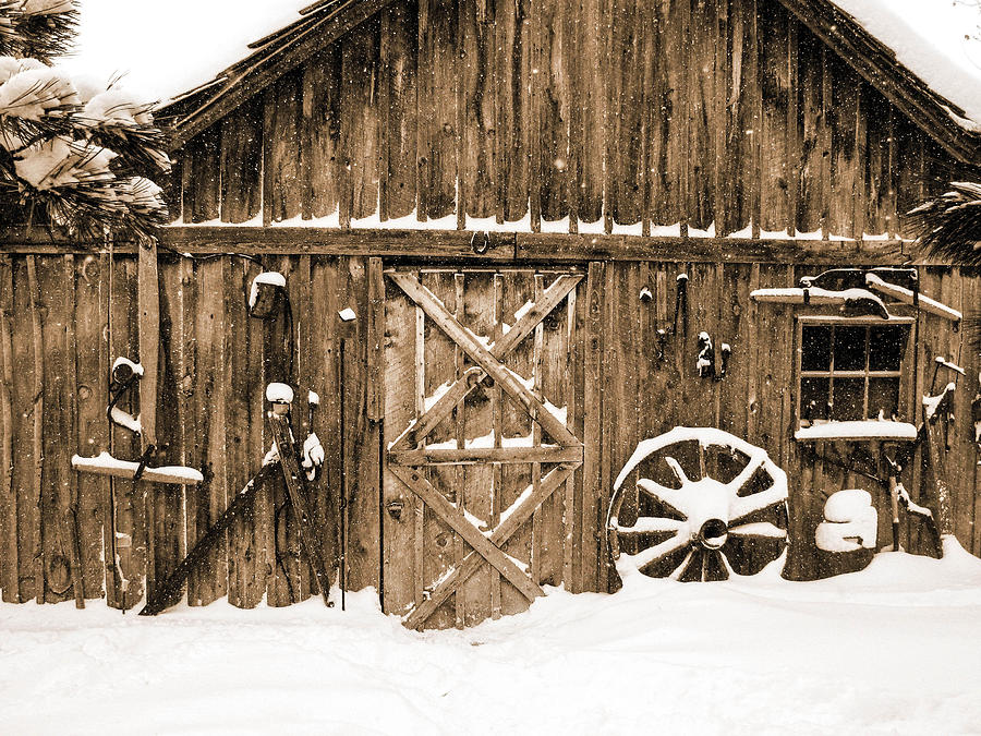 Snowy Old Barn Photograph by Dawn Key