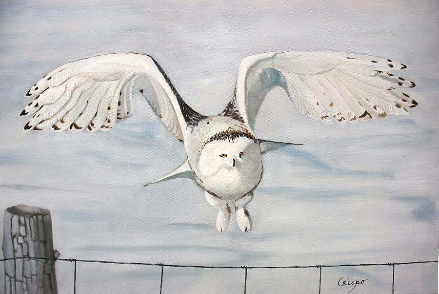 Snowy owl Painting by Jean Yves Crispo