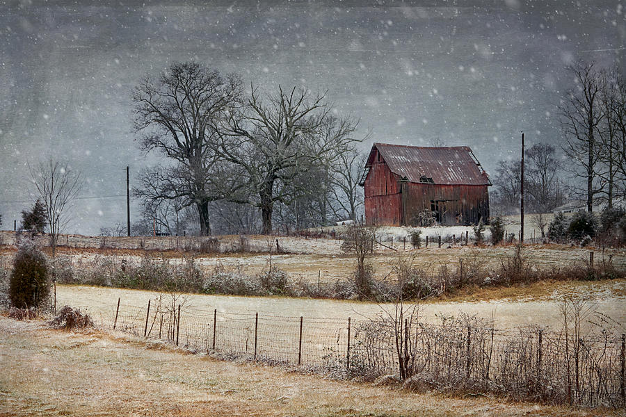 Snowy Red Barn Photograph by Carol Erikson
