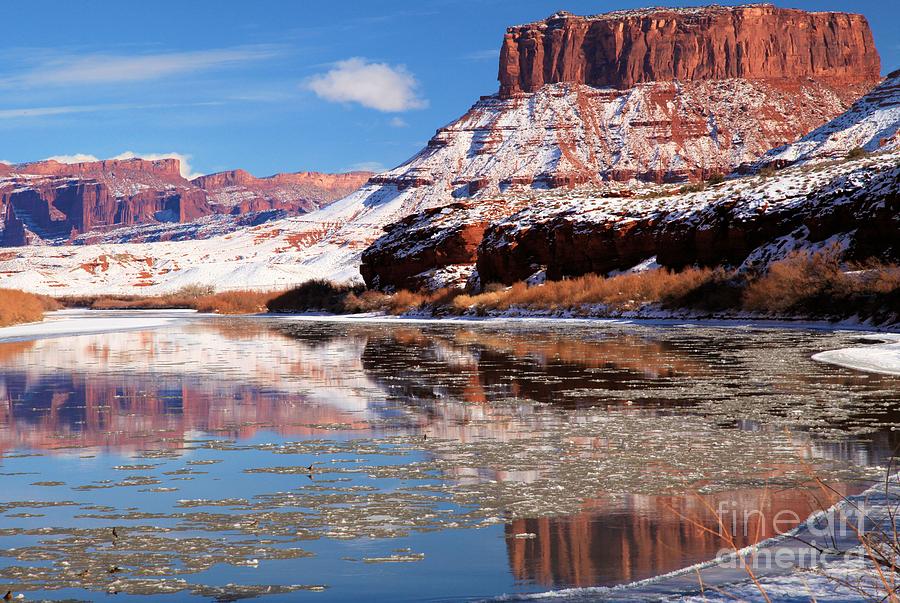 Colorado River Photograph - Snowy Red Reflections by Adam Jewell