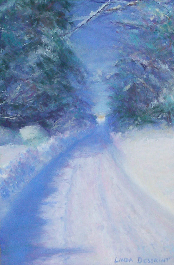 Winter Painting - Snowy Road Home by Linda Dessaint
