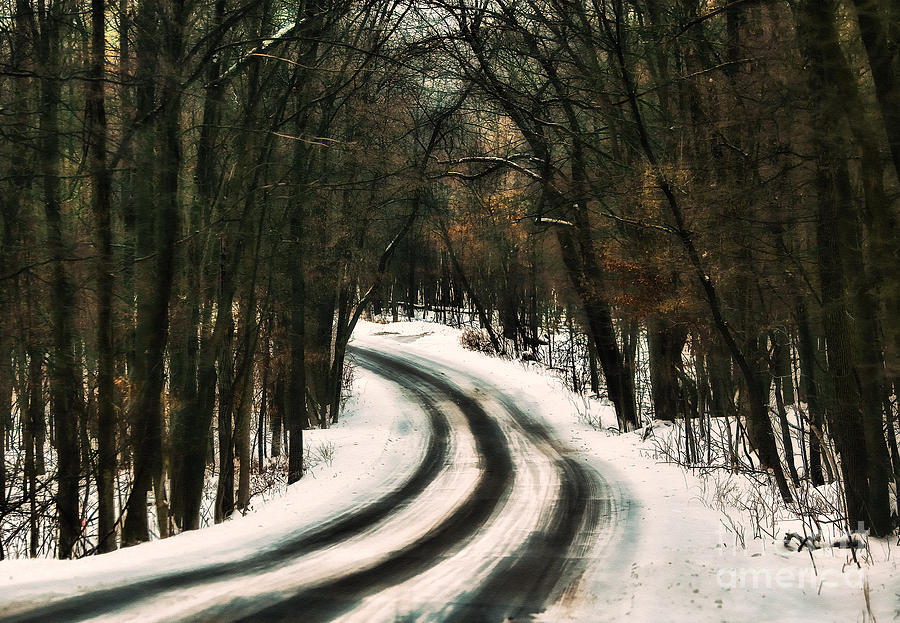 Snowy Road Textured Image Photograph by Clare VanderVeen