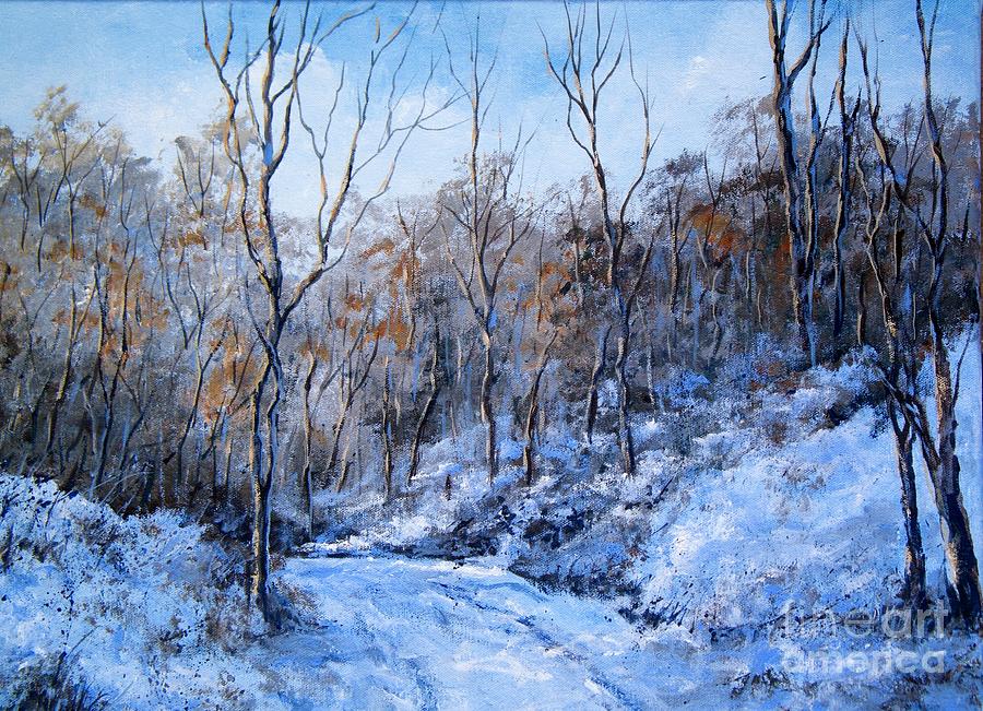 Snowy Road Painting by Virginia Potter