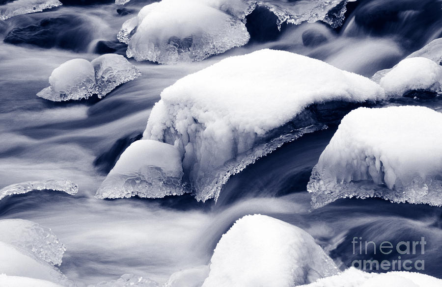 Winter Photograph - Snowy rocks by Liz Leyden