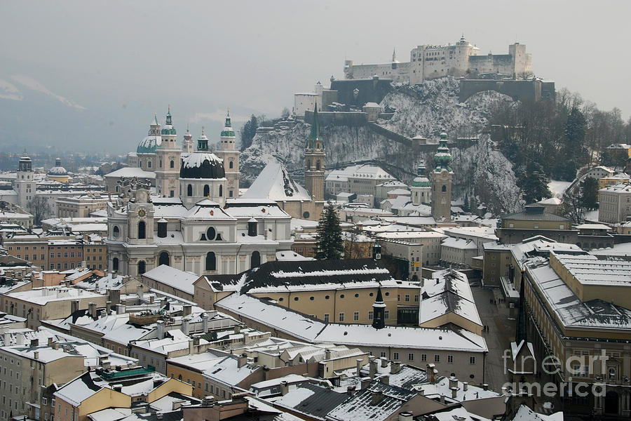 Castle Photograph - Snowy Salzburg by Richard Fairless