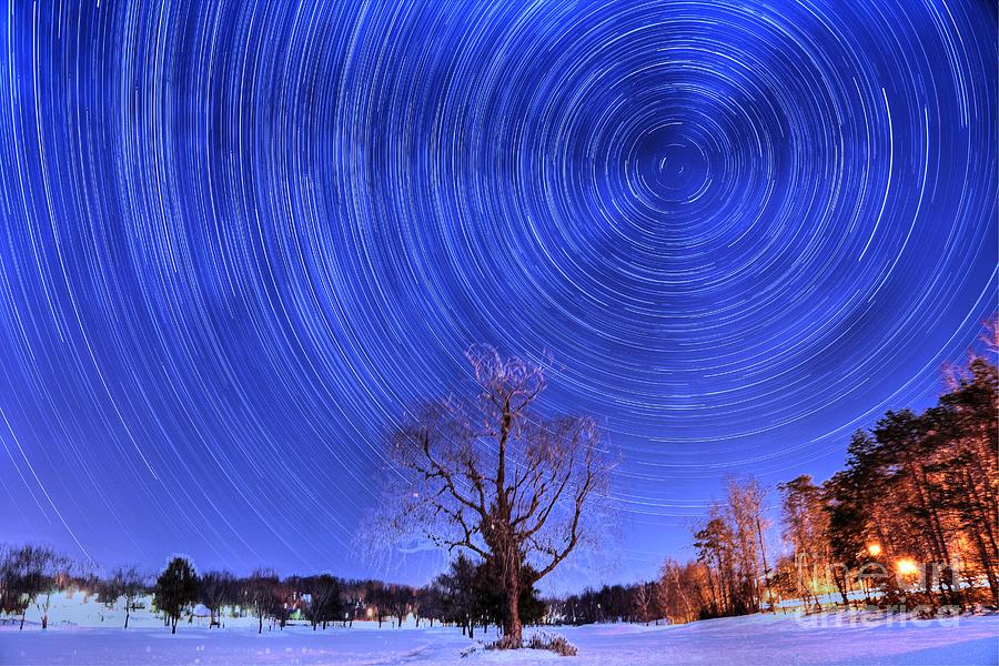 Snowy Star Trails Photograph by Robert Loe