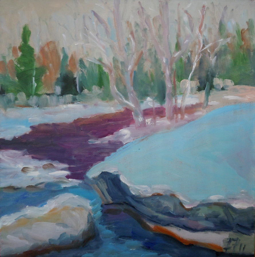 Snowy Stream Painting by Francine Frank