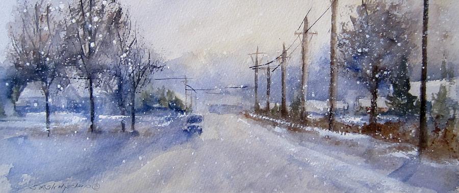 Snowy Sunday Drive Painting by Sandra Strohschein