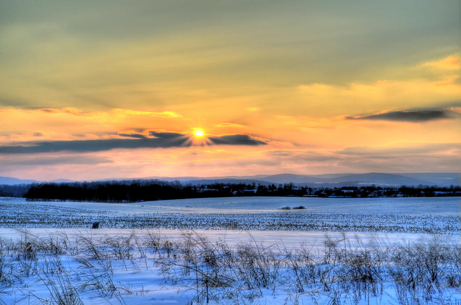 Gettysburg National Park Photograph - Snowy Sunset at Gettysburg by Bill Cannon