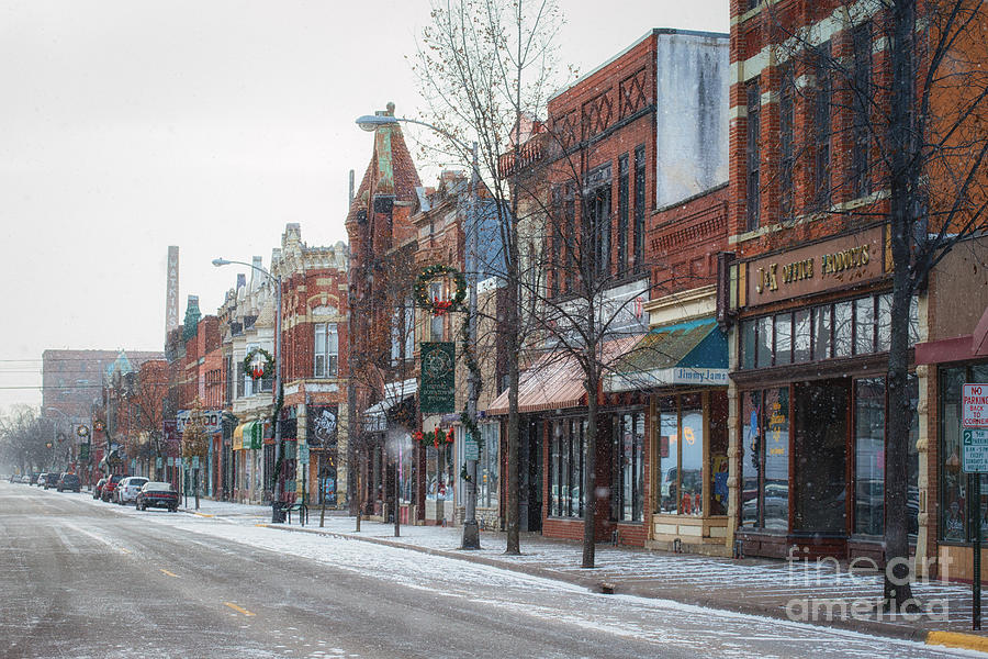 Snowy Third Street Downtown Winona II Photograph by Kari Yearous