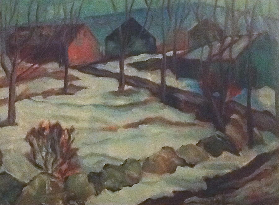 Αποτέλεσμα εικόνας για snowy village painting
