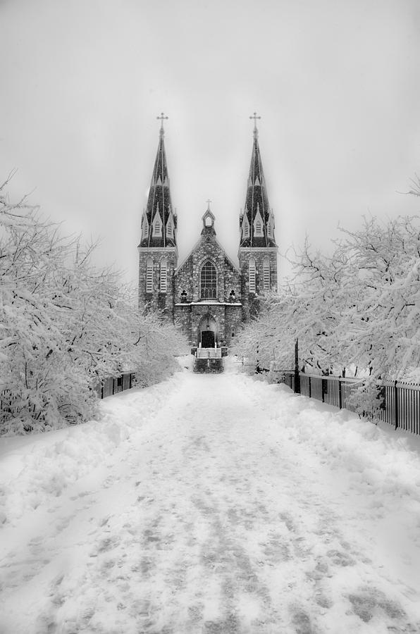 Winter Photograph - Snowy Villanova in Black and White by Bill Cannon