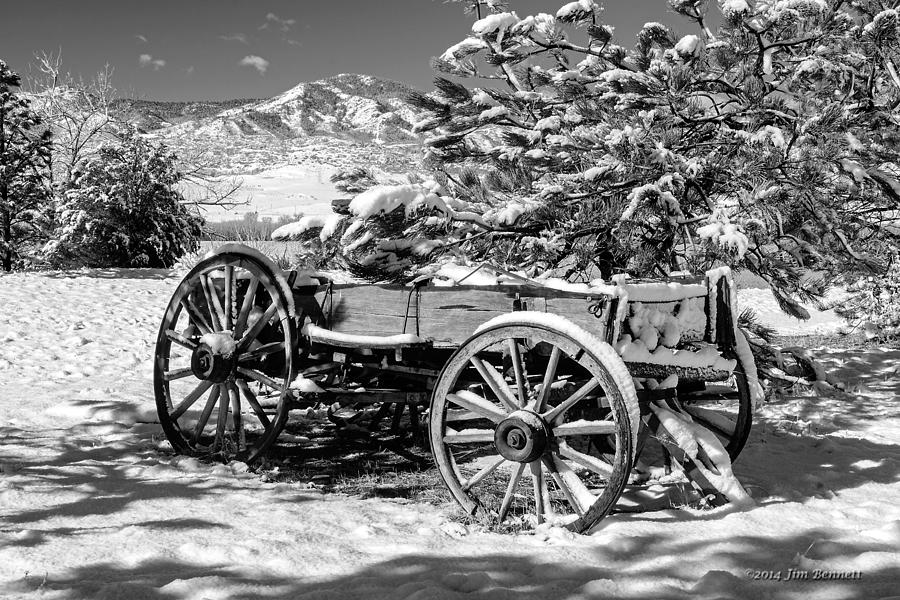 Winter Photograph - Snowy Wagon by Jim Bennett