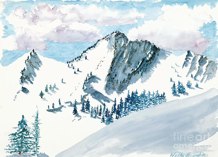 Snowy Wasatch Peak Painting by Walt Brodis