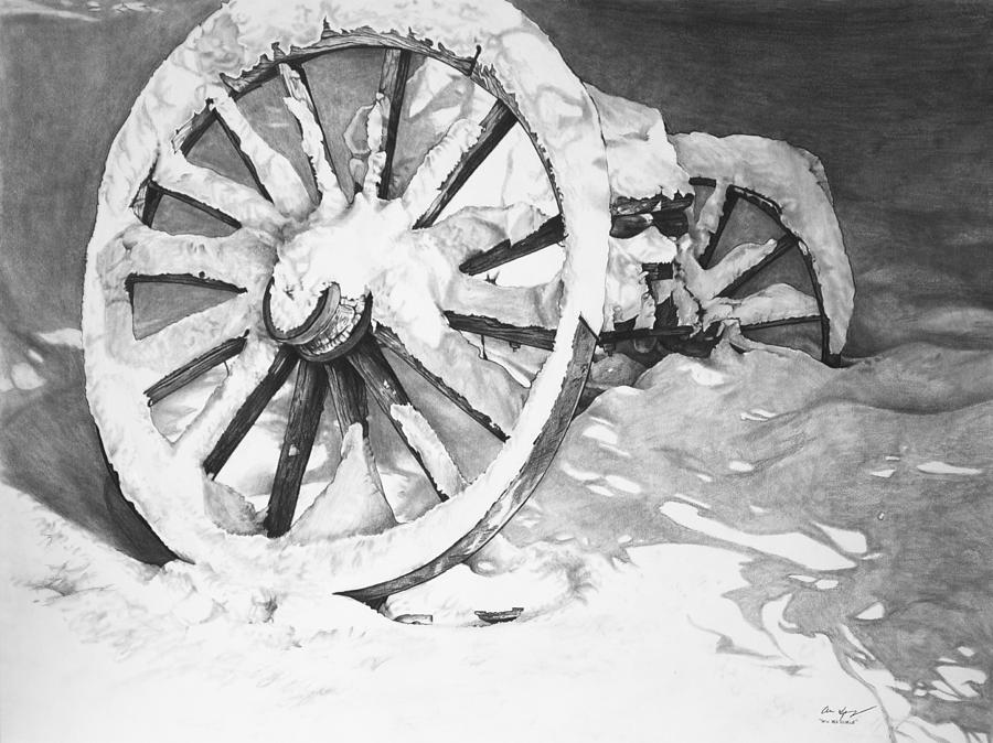 Winter Drawing - Snowy Wheel  by Aaron Spong